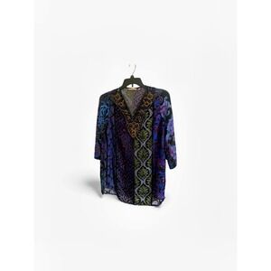 Soft Surroundings Top Womens Vistosa Tunic Beaded Boho Velvet Burnout Multi S